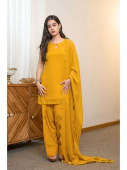Indian Virasat - Mustard Grace Kurta and Farshi Salwar with Dupatta