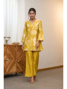 Indian Virasat - Mustard Bloom Scalloped Co-ord Set