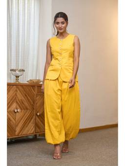 Indian Virasat - Yellow Sunshine Luxe Co-ord Set