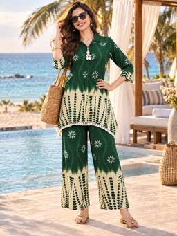 BERRYLICIOUS - Green Rayon Printed Co-ord Set