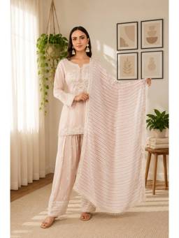 Rudra Luxe - Satin Silk Pink Kurta With Salwar And Dupatta