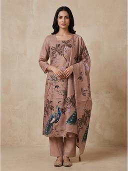 SAANTHA - Brown Linen Kurta With Pant
