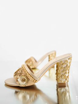 Signature Sole - Ivory Zardozi Embroidered Block Heels