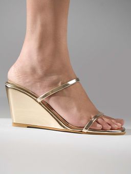 Signature Sole - Gold Metallic Wedge Heel