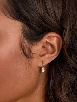 Accessorize London - Women's 925 Sterling Silver Healing Stone Hoop Earrings