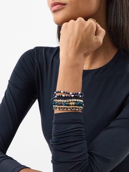 Accessorize London - Women's Semi Precious Bead Stretch Bracelets (Pack Of 9)