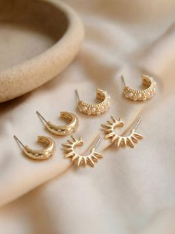 Accessorize London - Women's Celestial Huggie Hoop Earrings (Pack of 3)