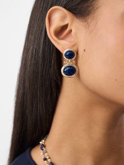 Accessorize London - Women's Oval Stone Drop Earrings