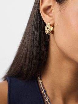 Accessorize London - Women's Gemstone Texture Hoop Earrings