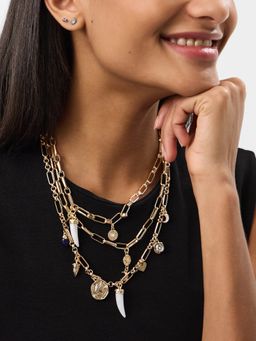 Accessorize London - Women's Charm Paper Clip Layered Necklace
