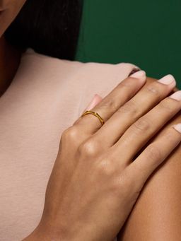 Accessorize London - Women's Waterproof Stainless Steel Bamboo Adjustable Gold Ring