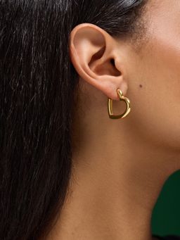 Accessorize London - Women's Waterproof Stainless Steel Heart Hoop Earrings
