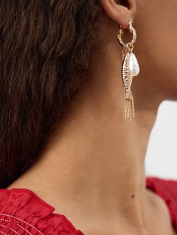 Accessorize London - Women's Fish Charm Twisted Huggie Hoop Earrings