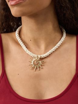 Accessorize London - Women's Sun Pendant Twisted Cord Necklace