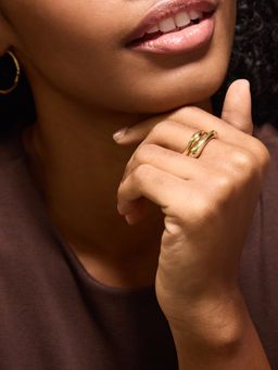 Accessorize London - Women's 14k Gold-Plated Molten Rings (Pack of 2)