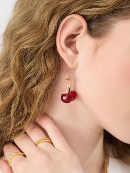 Accessorize London - Women's Cherry Resin Drop Earrings