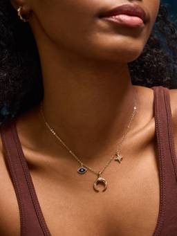 Accessorize London - Women's 14k Gold-Plated Evil Eye Charm Necklace