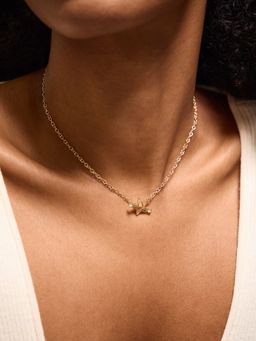Accessorize London - Women's 14k Gold-Plated Star T-Bar Necklace