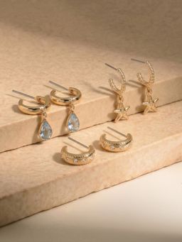 Accessorize London - Women's Starfish Charm Hoop Drop Earrings (Pack of 3)
