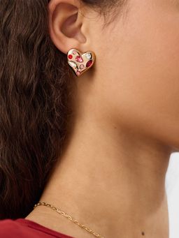 Accessorize London - Women's Gemstone Heart Stud Earrings