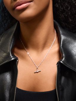 Accessorize London - Women's Sterling Silver-Plated T-Bar Pendant Necklace