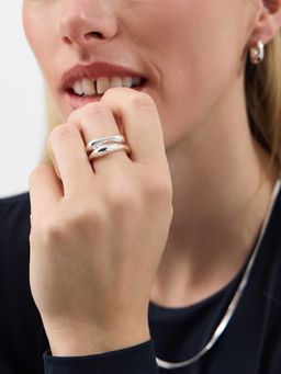 Accessorize London - Women's Sterling Silver-Plated Irregular Rings (Pack of 2)