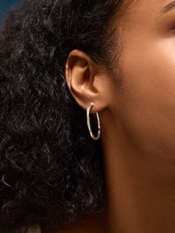 Accessorize London - Women's Sterling Silver-Plated Molten Hoop Earrings