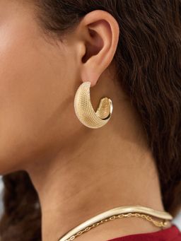 Accessorize London - Women's Textured Drop Hoop Earrings