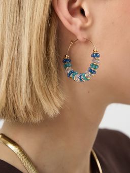Accessorize London - Women's Large Beaded Hoop Earrings