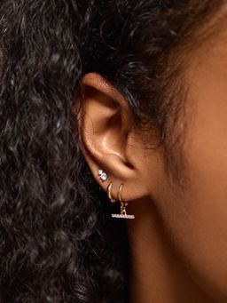 Accessorize London - Women's 14k Gold-Plated Stud and T-Bar Hoop Earrings (Pack of 4)