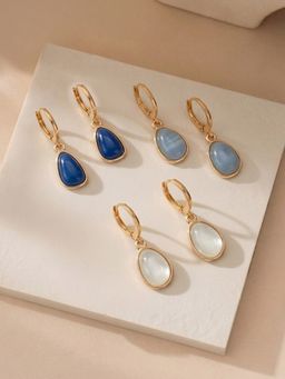 Accessorize London - Women's Mother of Pearl Stone Huggie Hoop Earrings (Pack of 3)