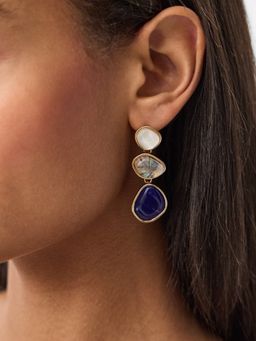 Accessorize London - Women's Triple Gem Mother of Pearl Drop Earrings