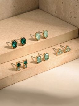 Accessorize London - Women's Gemstone Studs Earrings (Pack of 5)