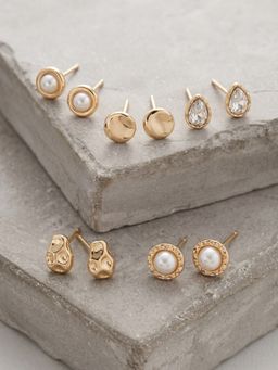 Accessorize London - Women's Molten Pearl Earrings (Pack of 5)