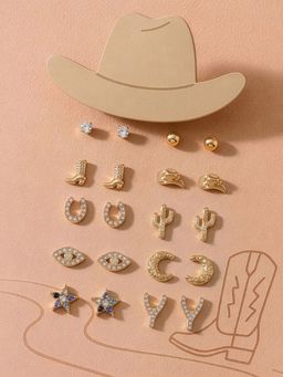 Accessorize London - Women's Lucky Western Studs Earrings (Pack of 10)