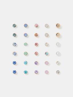 Accessorize London - Women's Gemstone Studs Earrings (Pack of 15)