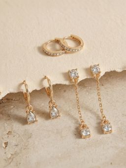 Accessorize London - Women's Gemstone Drop & Hoop Earrings (Pack of 3)