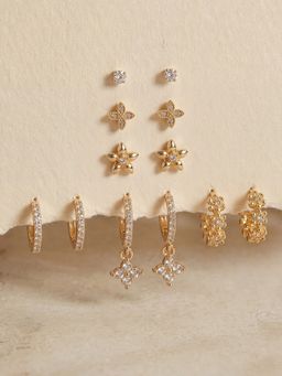 Accessorize London - Women's Flower Stud and Hoop Earrings (Pack of 5)