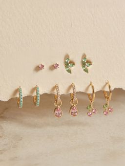 Accessorize London - Women's Cherry Stud and Hoop Earrings (Pack of 5)