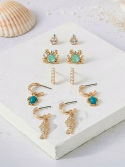 Accessorize London - Women's Fish Stud and Hoop Earrings (Pack of 5)