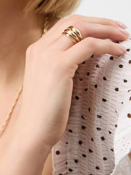 Accessorize London - Women's Molten Gold Rings (Pack of 3)