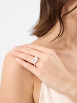 Accessorize London - Women's Triple Cubic Zirconia Engagement Silver Ring