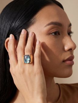 Accessorize London - Women's Statement Stone Cream Ring