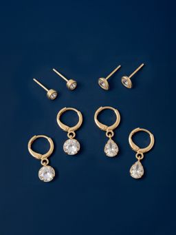 Accessorize London - Women's 14k Gold-Plated Crystal Hoop and Stud Earrings (Pack of 4)
