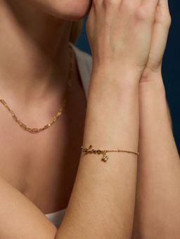 Accessorize London - Women's 14K Gold-Plated Love Charm Bracelet
