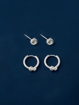 Accessorize London - Women's Sterling Silver-Plated Knot Hoop Earrings (Pack of 2)