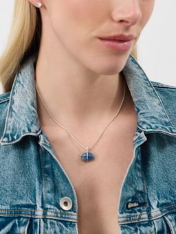Accessorize London - Women's Sterling Silver-Plated Blue Quartz Pendant Necklace