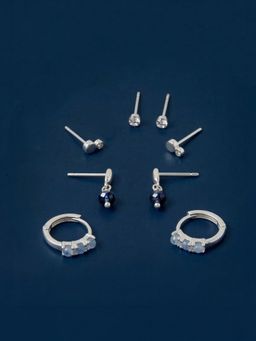 Accessorize London - Women's Sterling Silver-Plated Blue Quartz Earrings (Pack of 4)