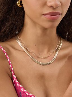 Accessorize London - Women's Snake and Paperclip Chain Necklaces (Pack of 2)