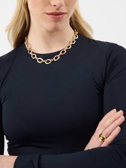 Accessorize London - Women's Chunky Oval Link Chain Gold Necklace